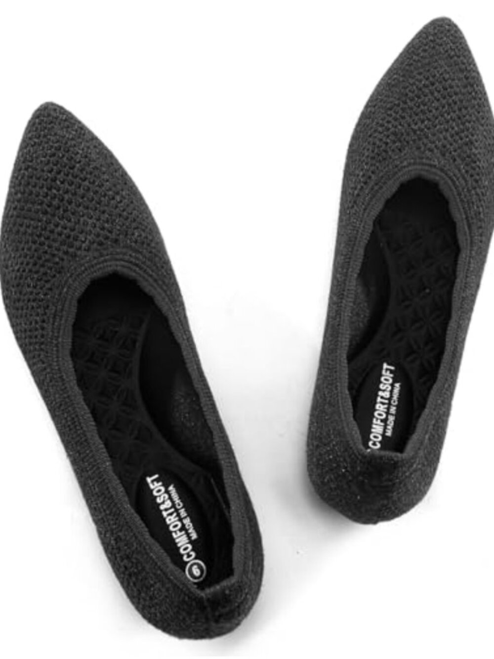 Women's Pointed Toe Knit Ballet Flats Slip On Comfortable Dress Shoes